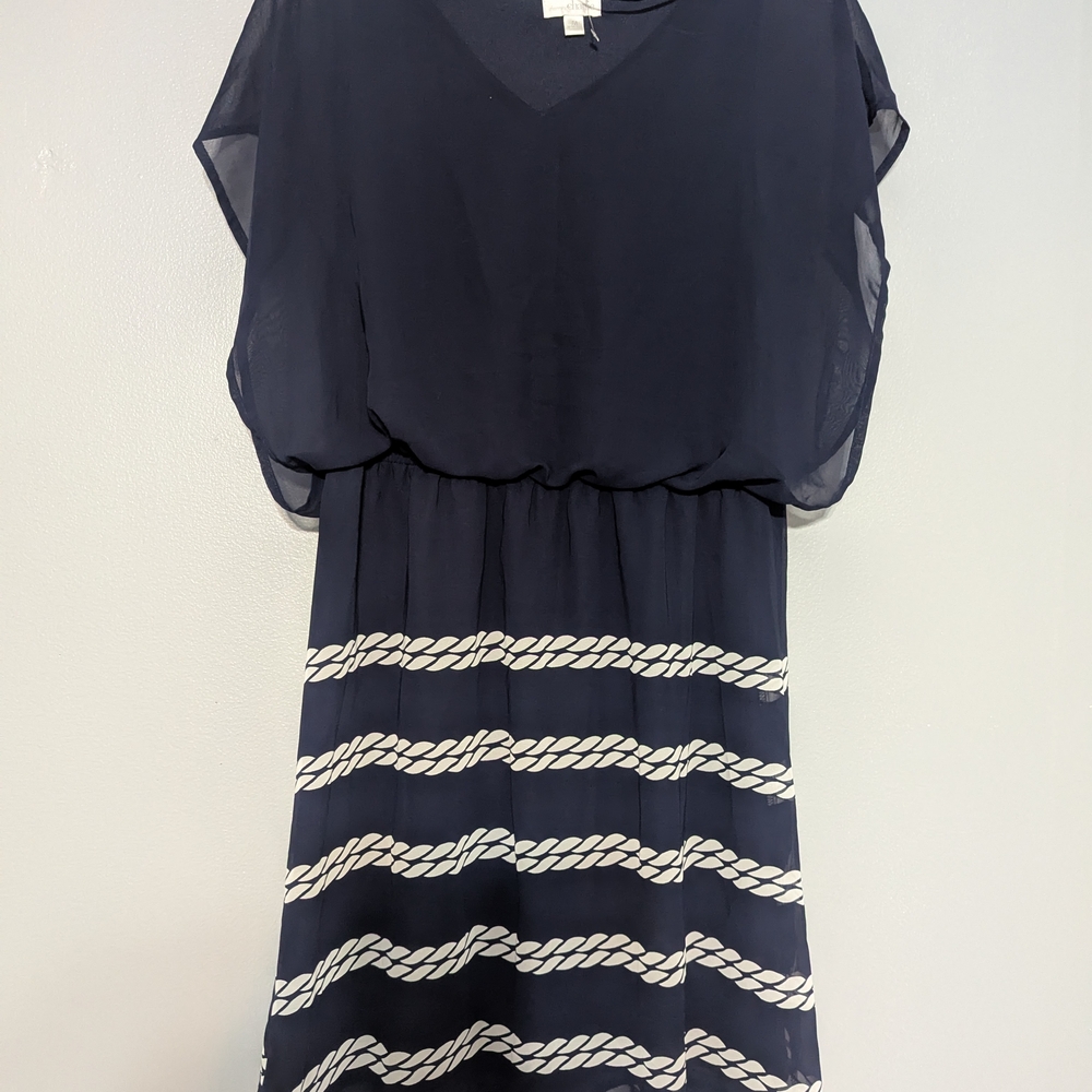 Navy Dress with White Rope Pattern